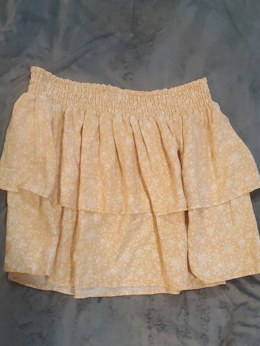 No Boundaries Yellow Floral Tiered Mini Skirt